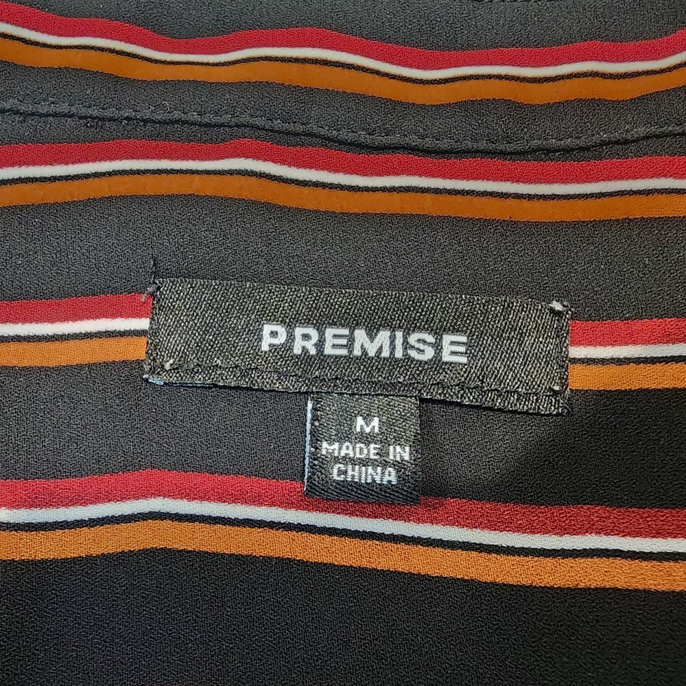 Women Premise V Neck Multi Stripe Tunic Blouse w/Splt Flare Cuffs Sz.M (EUC) - Picture 3 of 3
